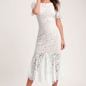 Lulu's White Lace Midi Dress #19285